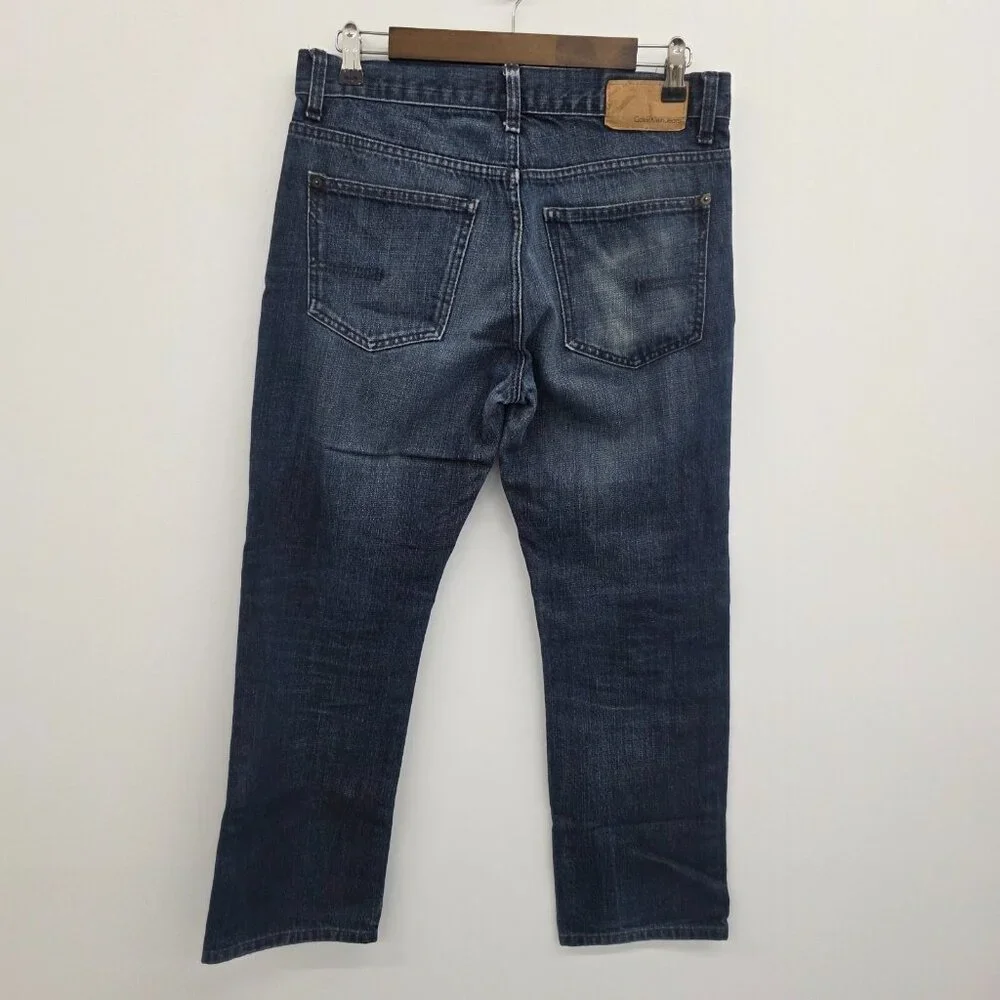 Calvin Klein Jeans Mens 30x32 (Actual 30/29) Straight‎ Leg Med Wash Denim Cotton